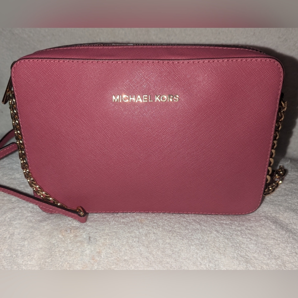 Michael Kors Jet Set  Rose Crossbody Bag with Gold Accents